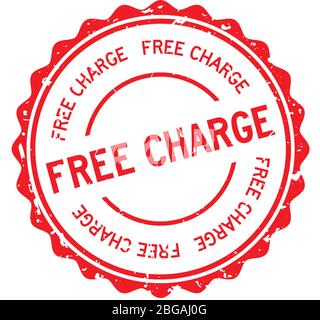 Grunge red free charge word round rubber seal stamp on white background Stock Vector