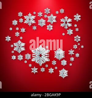 White paper Christmas snowflakes decoration on a red background. EPS 10 Stock Vector