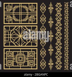 Vector design./ Korea traditional pattern set./ Asia pattern collection./  Square pattern vector illustration. Stock Vector