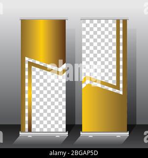 golden color roll up banner template, vector illustration Stock Vector