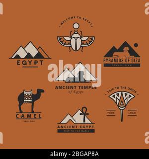 A large collection of vector logos on travel, Egypt and abstract topics. Stock Vector