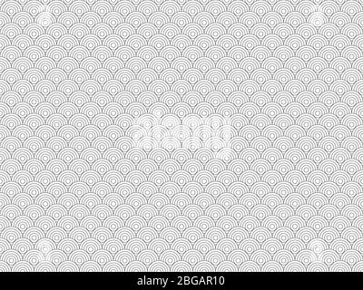 Abstract Japanese textured fish scale design with white circles arranged in a repeated ocean wave pattern Stock Vector