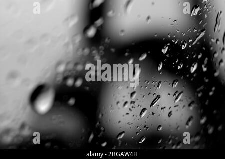 Waterdrops on a glass surface windows Stock Photo