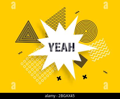 Yeah speech bubble banner pop art memphis style Stock Vector