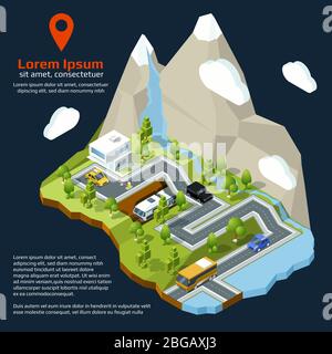 Isometric road elements. Set of roads. Vector illustration. Road tiles ...