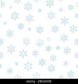 Christmas seamless pattern with light blue snowflakes on white background. EPS 10 Stock Vector