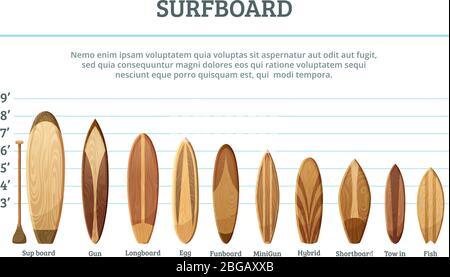Vector set of different hawaiian surfboards isolate on white background Stock Vector