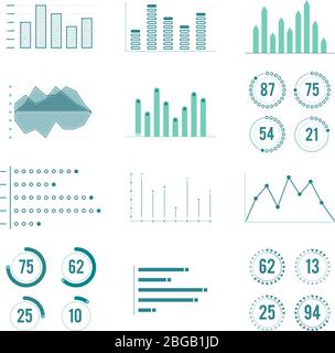 Linear charts, graphs and progress bar. Vector line diagram. Infographics ellements Stock Vector