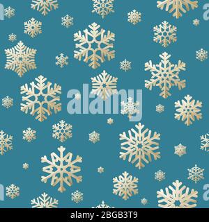 Seamless Christmas background from snow flakes applique on blue background. EPS 10 Stock Vector