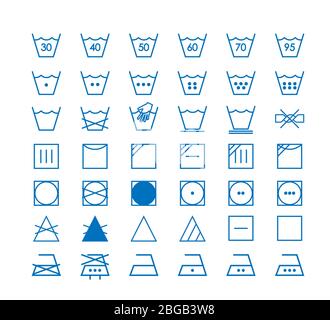 Laundry symbols icon set. Vector illustration, flat design. Stock Vector