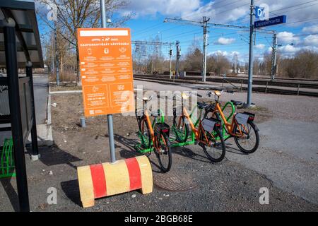 Donkey Republic rental bikes in Lappeenranta, Finland Stock Photo