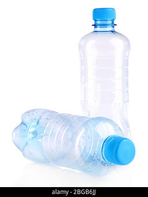 Plastic bottles isolated on white Stock Photo
