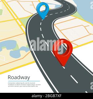 Infographic vector concept of different map directions. Navigations on road Stock Vector