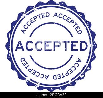 Grunge blue accepted word round rubber seal stamp on white background Stock Vector