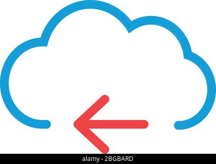 Linear minimalistic cloud backup icon with arrow, cloud computing idea or cloud related idea. Stock Vector illustration isolated Stock Vector