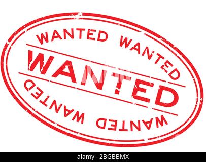 Grunge red wanted word oval rubber seal stamp on white background Stock Vector