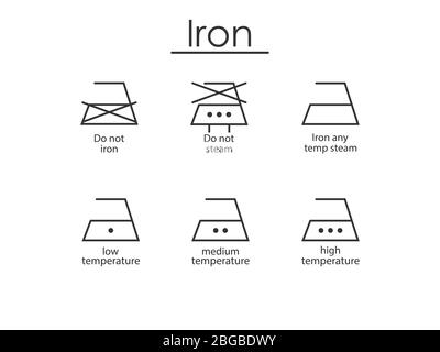 Laundry symbols, ironing icons. Vector illustration, flat design. Stock Vector