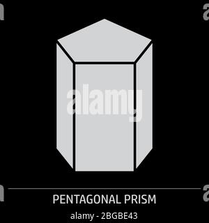Pentagonal prism icon illustration on gray background with label Stock Vector