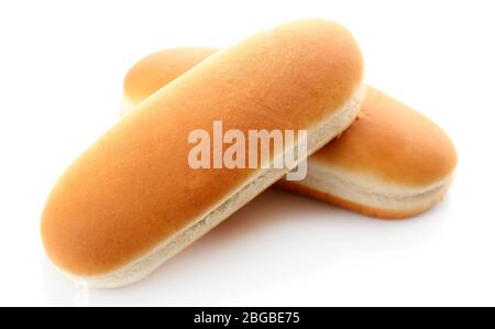 Buns for hot dog isolated on white Stock Photo