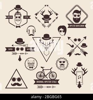 Hipsters badges templates with place for your text. Vector icons set Stock Vector
