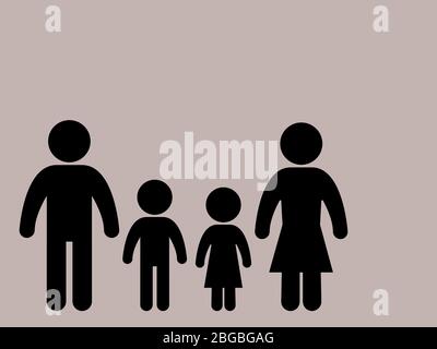 Modern family icon flat style isolated on grey background. Vector illustration of family concept. Stock Vector