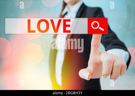 Writing note showing Love. Business concept for feeling of strong or constant affection for a demonstrating Feel deep romantic Stock Photo