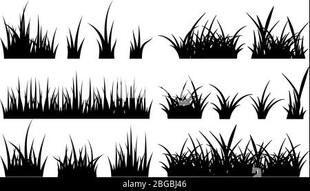 Monochrome illustration of grass. Vector silhouettes Stock Vector