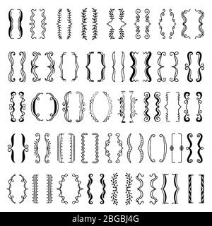 Hand drawn vector illustrations of square brackets in different styles Stock Vector