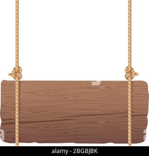 Wooden singboard hanging on ropes Stock Vector