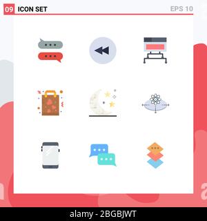 9 Flat Color concept for Websites Mobile and Apps drink, shopping, connection, paper, favorite Editable Vector Design Elements Stock Vector