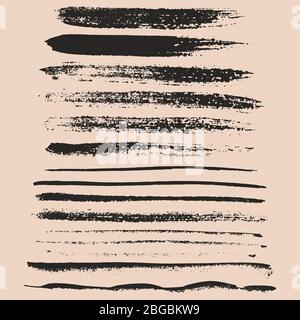 Grunge brush stroke texture in abstract style. Vector isolated paintbrush set. Stock Vector