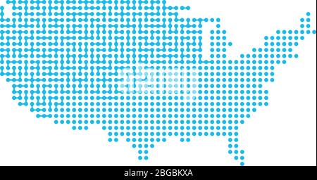 USA map in connected dots. Concept of networking, structure, communication. Stock Vector illustration isolated Stock Vector