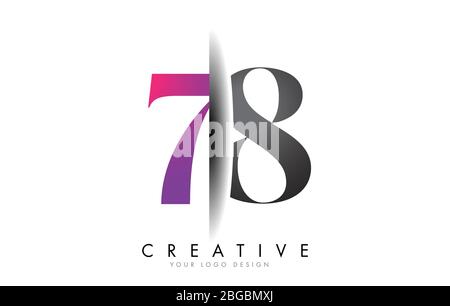 78 7 8 Number Logo Design with a Creative Cut and Black Circle ...