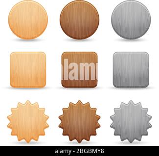 Set of wooden buttons Stock Vector