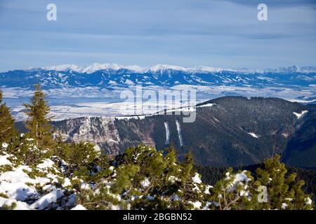 View from the Salatín peak in Low Tatras on Hight Tatras during winter, Slovakia Stock Photo