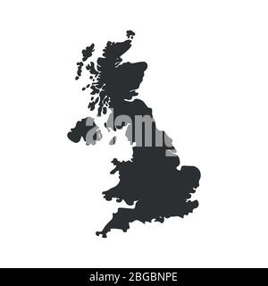 Map of the Great Britain in gray on a white background eps 10 Stock Vector