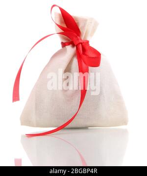 Textile sachet pouch isolated on white Stock Photo