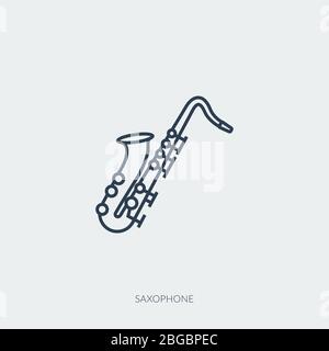 Vector outline icon of music - jazz saxophone Stock Vector
