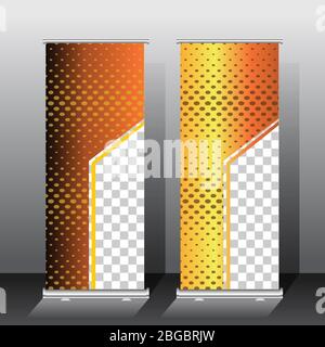 golden color roll up banner template, vector illustration Stock Vector