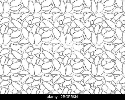 Seamless modern repetition wallpaper design with white stone silhouettes in mosaic tile pattern on white background Stock Vector