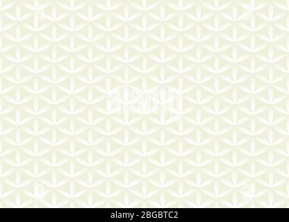 Seamless volume white pattern. Flower of life design volume background. Floral repetitive light geometric texture or web page fill. Looks like scales Stock Vector