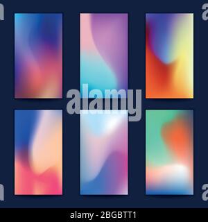 Abstract fluid 3d shapes vector trendy liquid colors backgrounds set. Banner and poster with colored fluid graphic composition illustration Stock Vector
