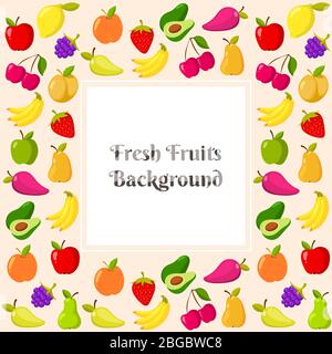 Vector template with fruit frame Stock Vector