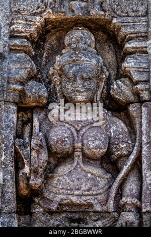 A Bas Relief Panel At Candi Sewu Buddhist Temple, The Prambanan Temple Compounds, Yogyakarta, Central Java, Indonesia. Stock Photo