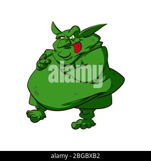 Colorful vector illuistration of a big fat troll or goblin Stock Vector