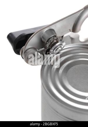 Can piercer with canned isolated on white Stock Photo - Alamy