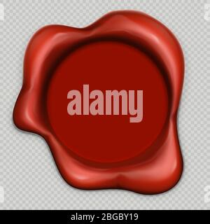 Realistic 3d wax stamp isolaed on transparent background. EPS 10 vector Stock Vector