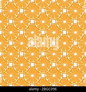 Illustration on theme big colored seamless orange, bright fruit pattern for seal. Fruit pattern consisting of beautiful seamless repeat orange. Simple Stock Vector
