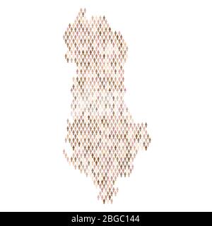 Albania population infographic. Map made from stick figure people Stock Vector