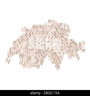 Switzerland population infographic. Map made from stick figure people Stock Vector